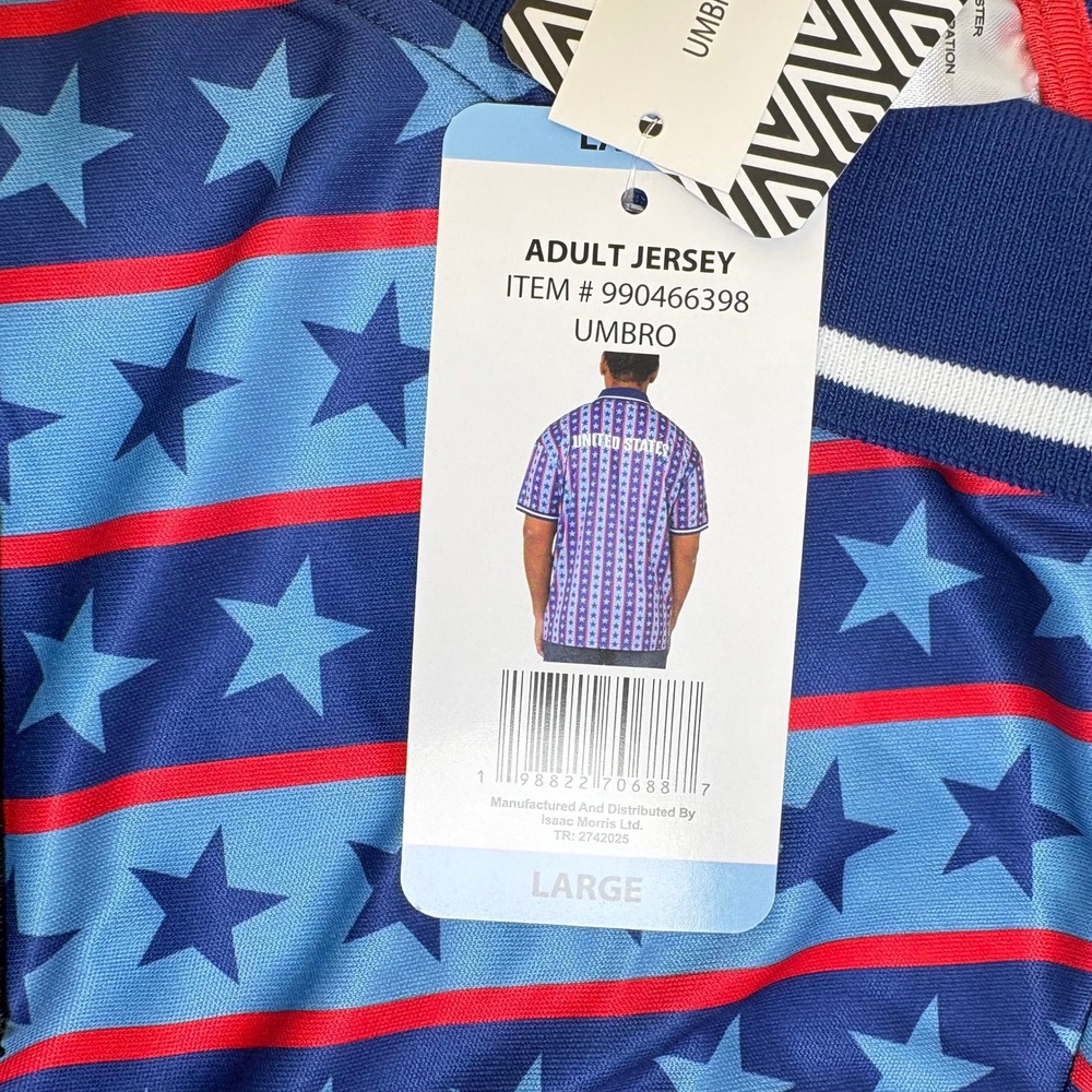 Umbro USA Soccer Jersey Stars and Stripes Blue Red Polo Shirt Large New - Picture 8 of 11